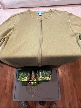 Jennifer Moore Olive Green Zip-Front Knit Jacket for Kids